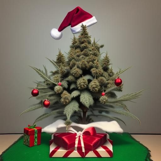 Santa Cannabis Christmas Tree Celebration