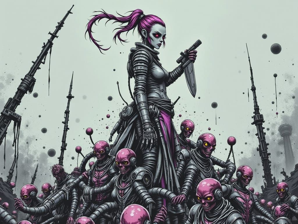 Cyborg Empress Reigns Supreme Over Fallen Machines