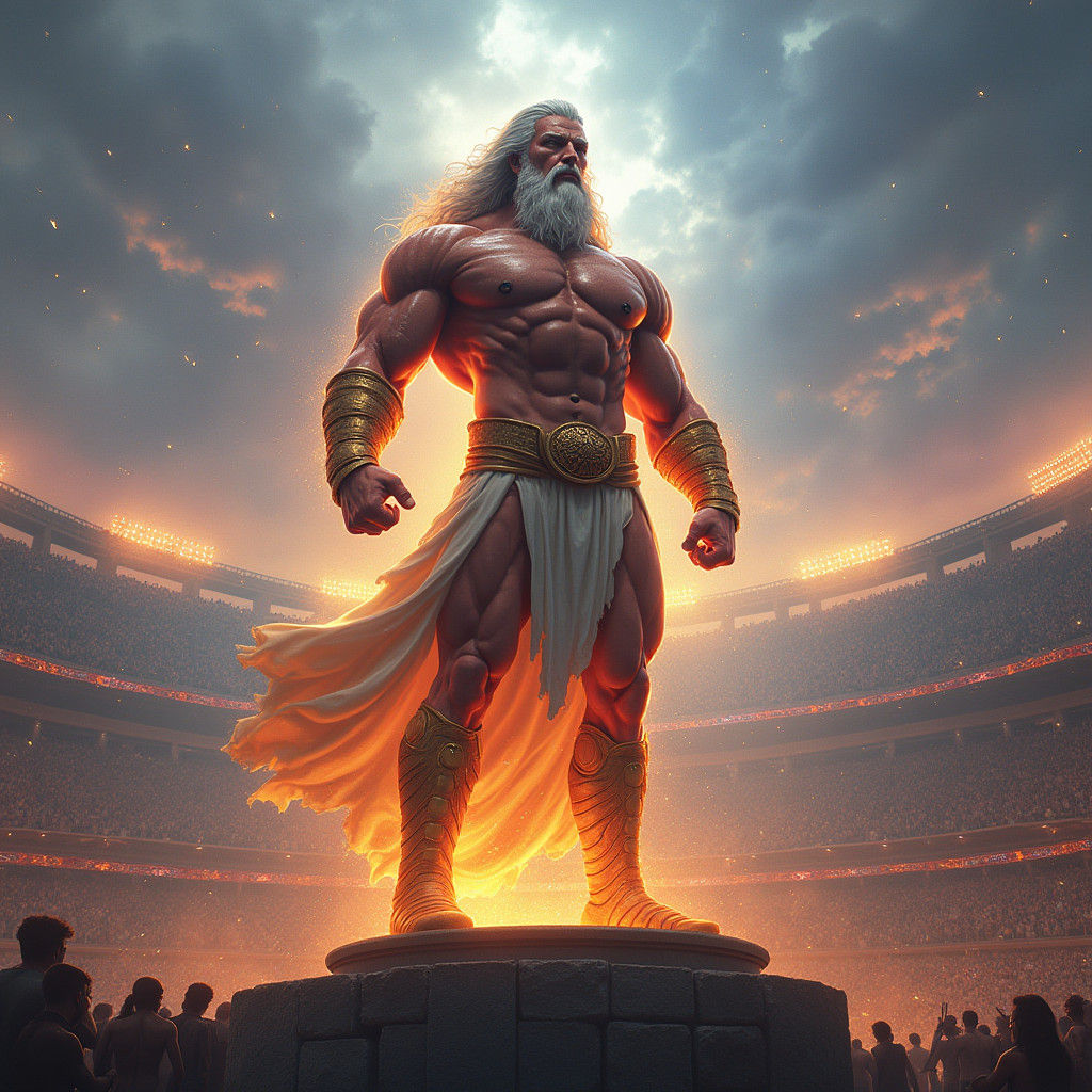 Triumphant God of Sports in a Metropolis