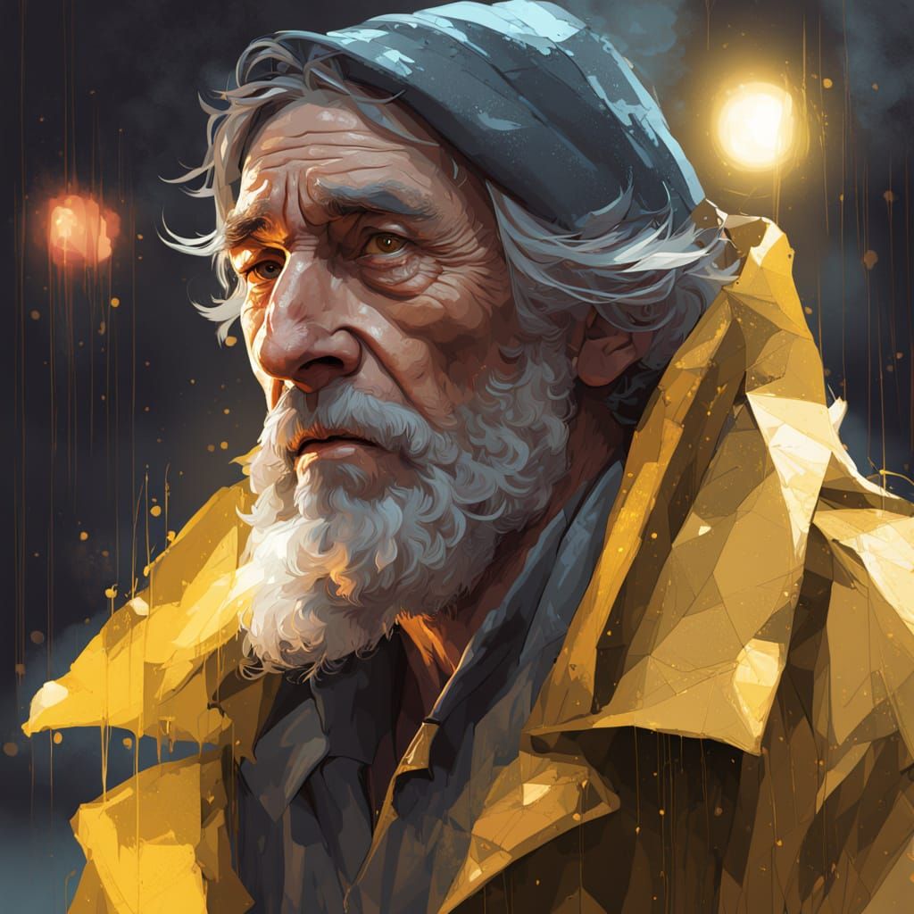 Century-Old Homeless Man Comforts Yellow Chicklet in Rainy A...