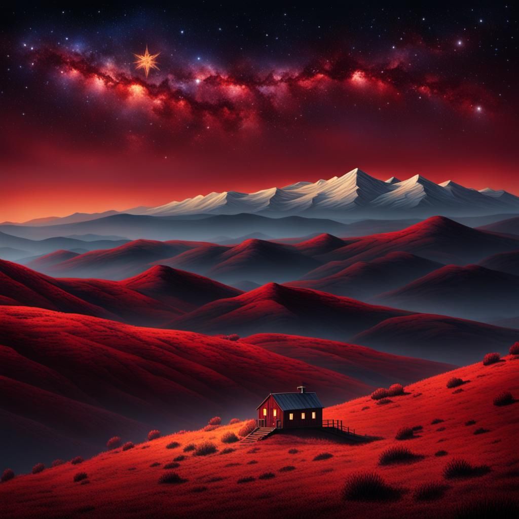 Crimson Hills Under a Rusted Sky