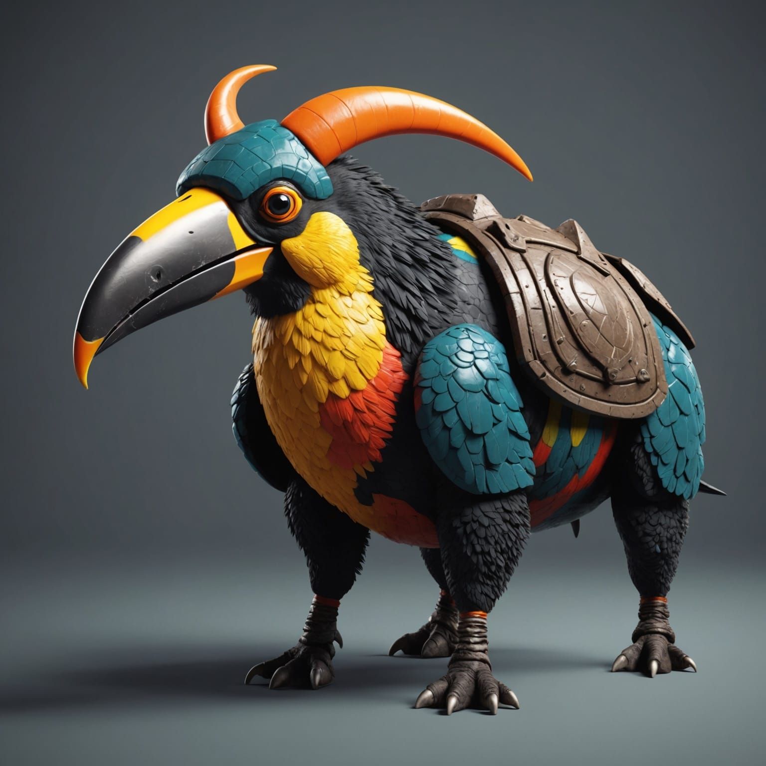 Toucan-Rhino Hybrid Creature in Detailed 3D Rendering