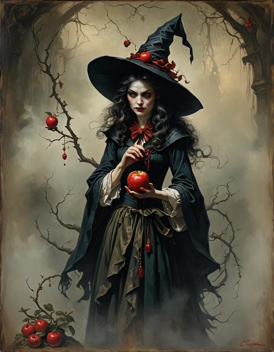 Evil Disney Witch Holding Apple, Classical Art