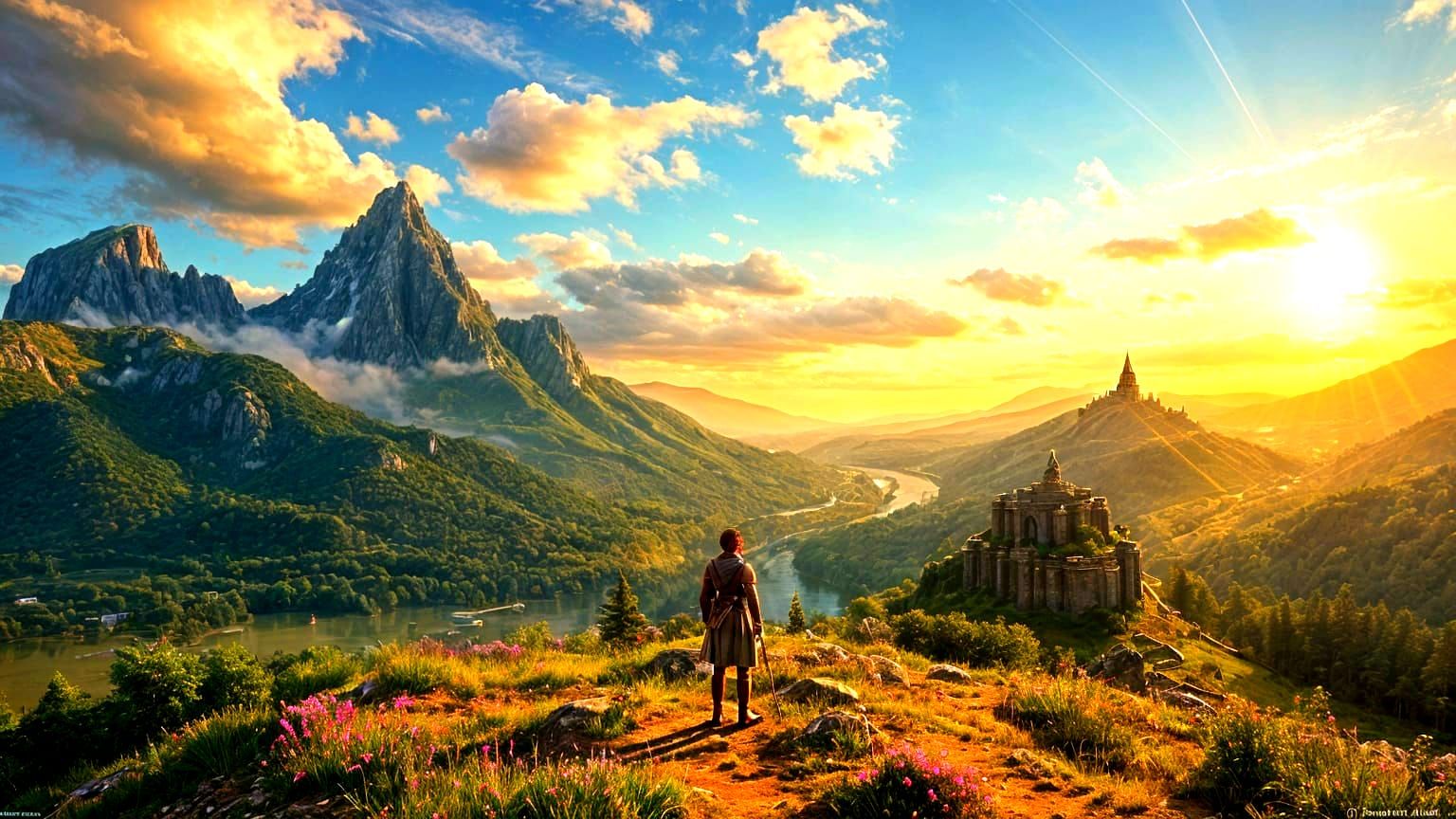 Epic Fantasy Game Cover with Hyperrealistic 3D Graphics