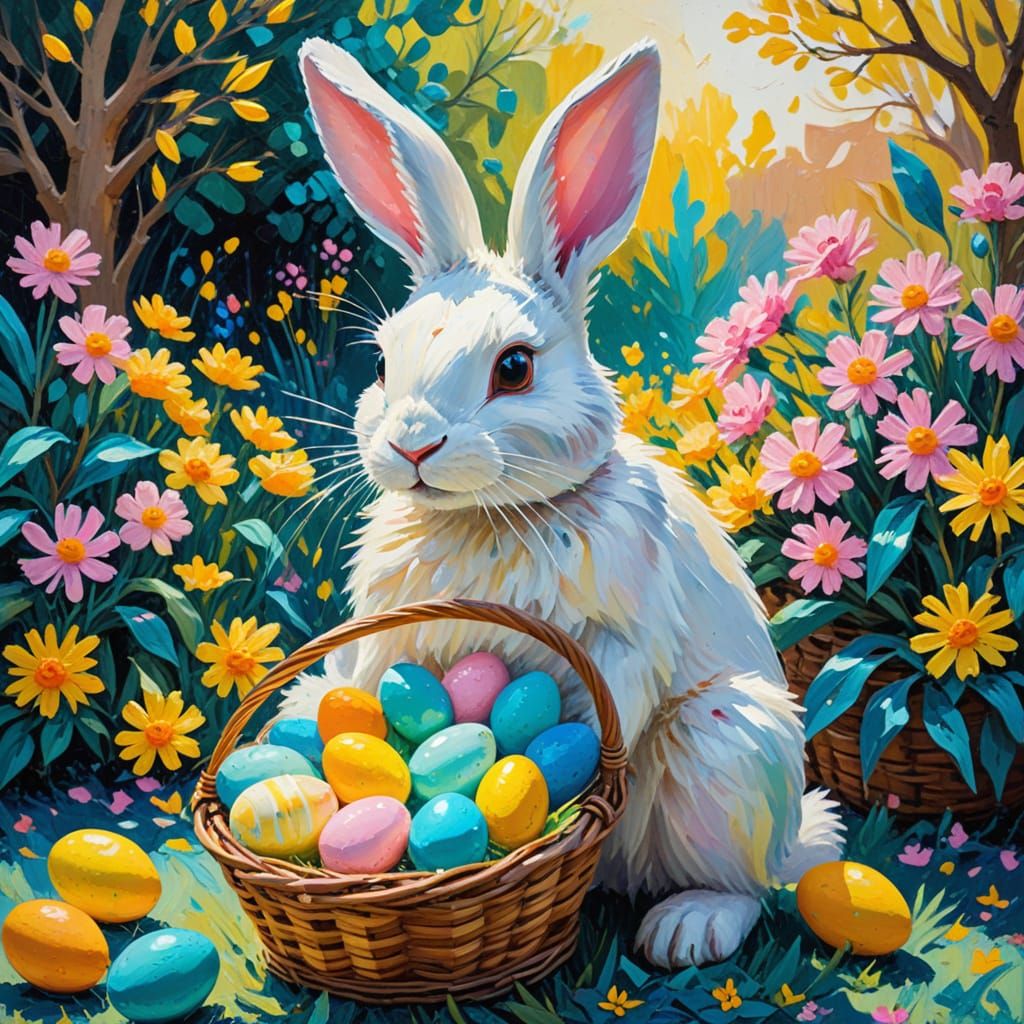 Neo-Impressionist Easter Masterpiece with Expressive Brushst...