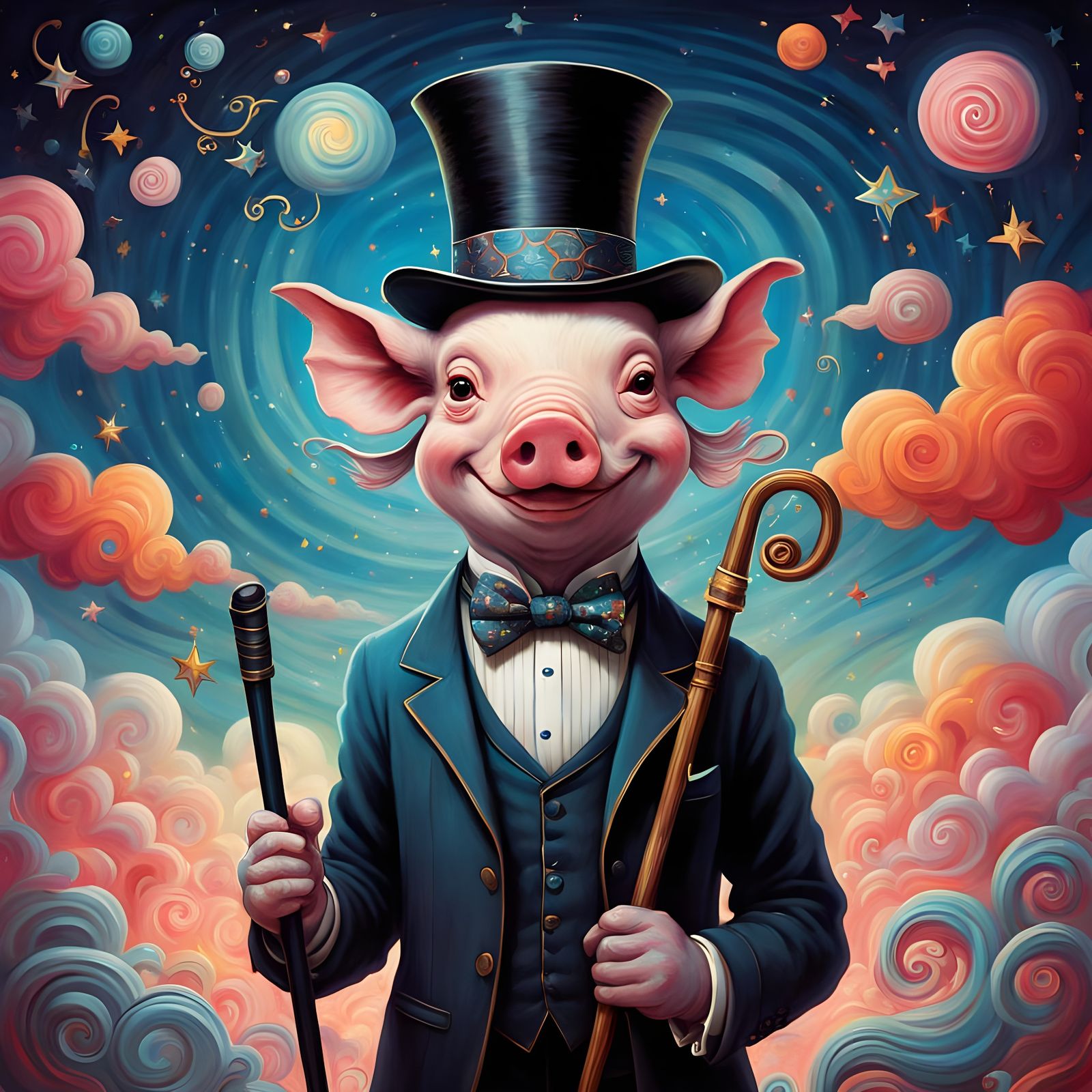 Surreal Pigman Portrait in Vibrant Colors
