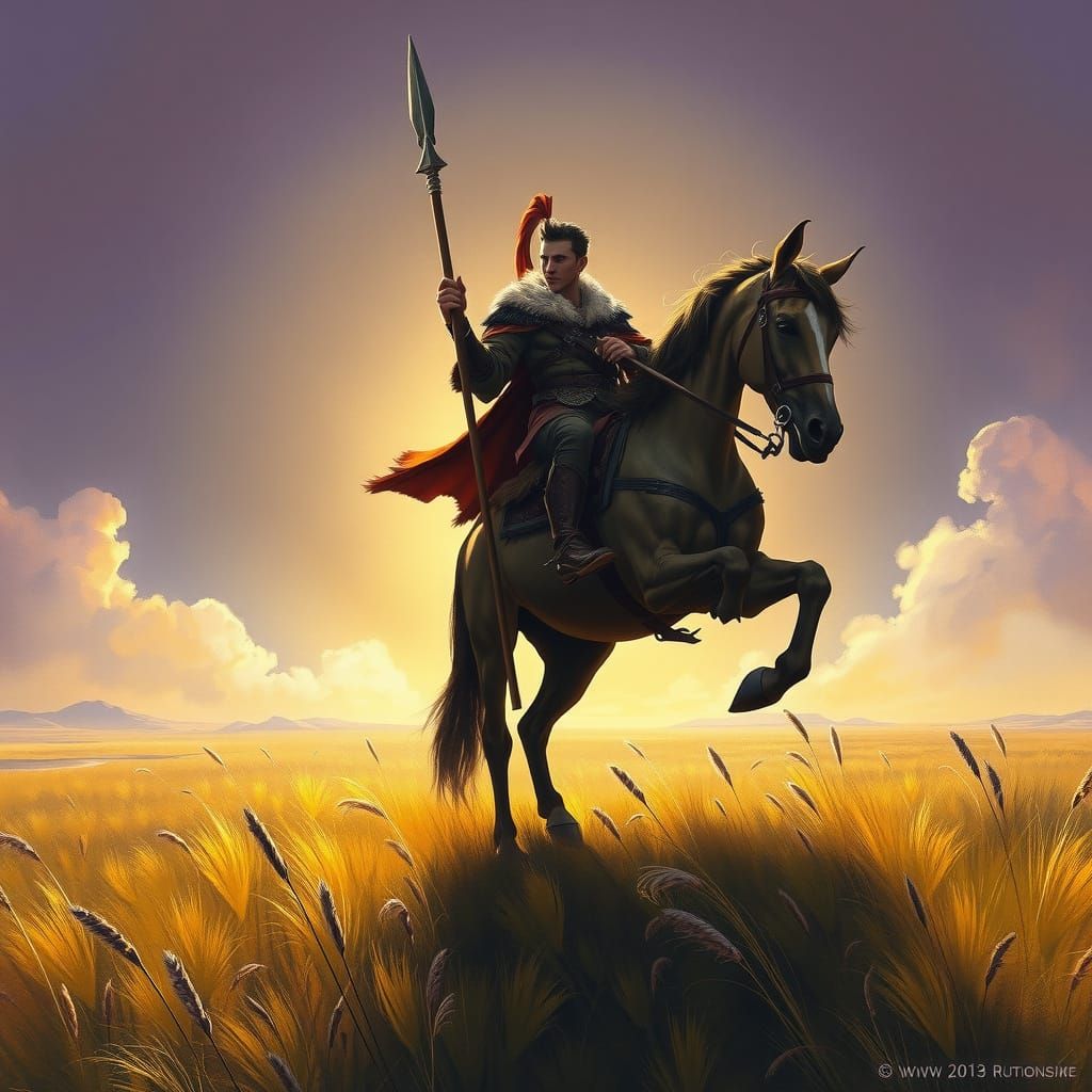 Dark Fantasy Hussar Masterpiece in the Style of Frazetta and...