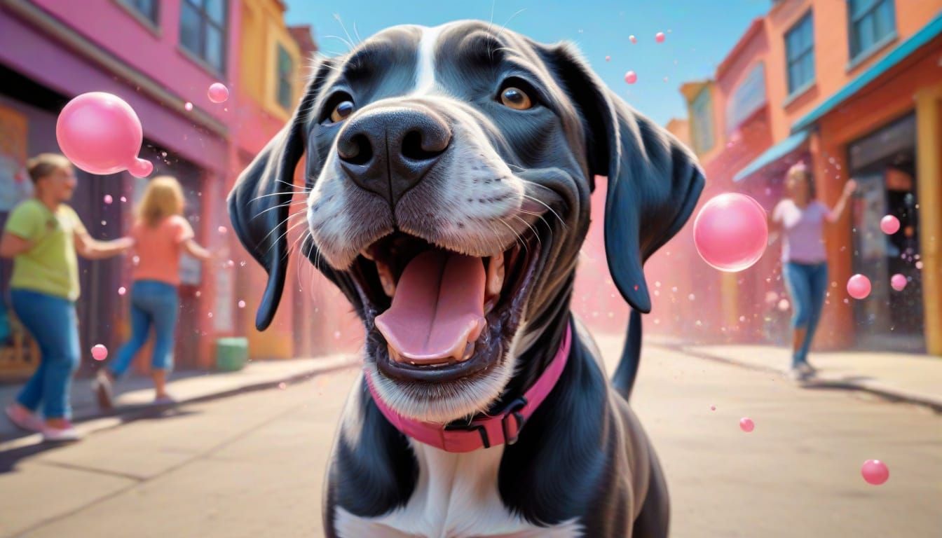 Chalk Street Art of Goofy Great Dane Puppy