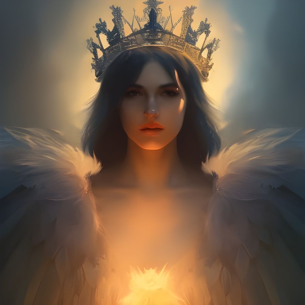 Feather Crowned Queen in Dark Fantasy Style