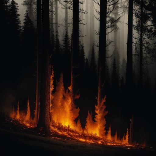 Engulfing Flames: Cinematic Forest Cabin Fire