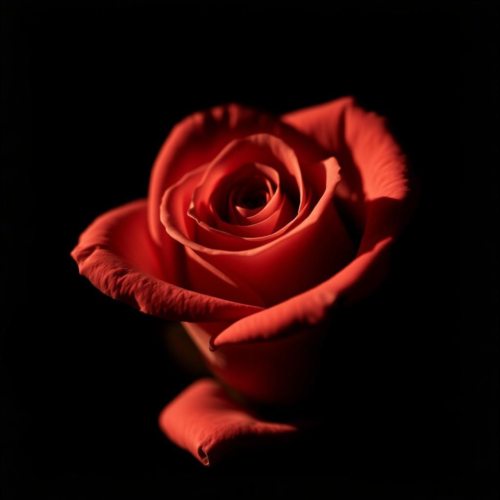 Rose Against Black Background in Photogram Style