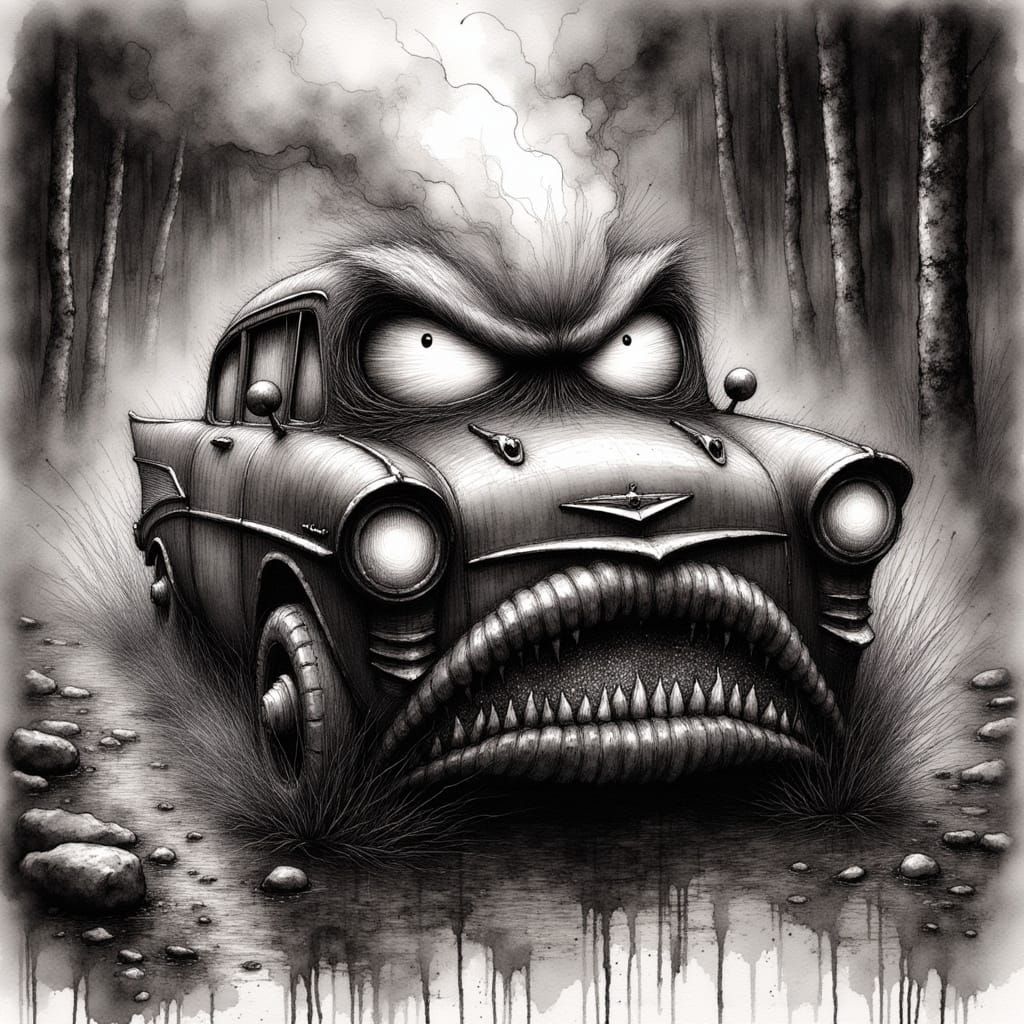 Grumpy 1957 Chevy Bel Air in Misty Forest