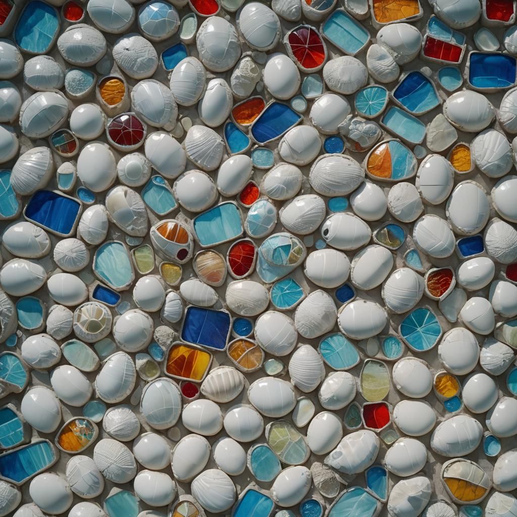 Stained Glass Mechanical Shells in Surreal Sci-Fi Scene