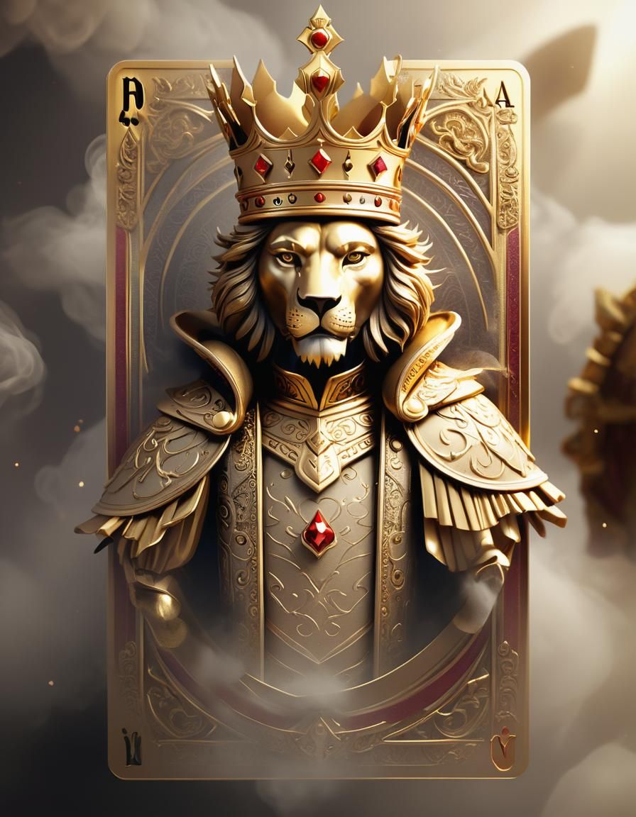 Majestic 3D King Emerging from Playing Card