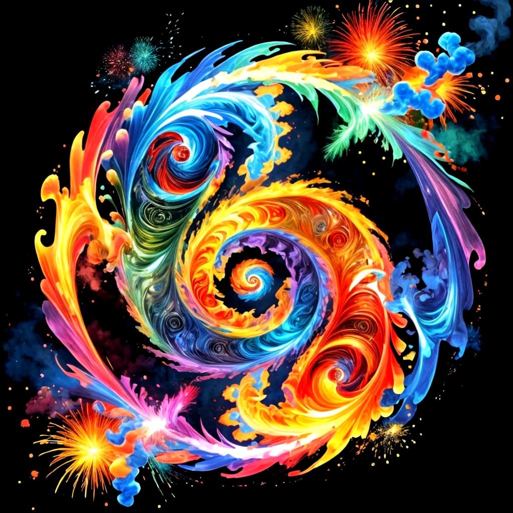 Colorful Smoke Vortex in Yin and Yang Style