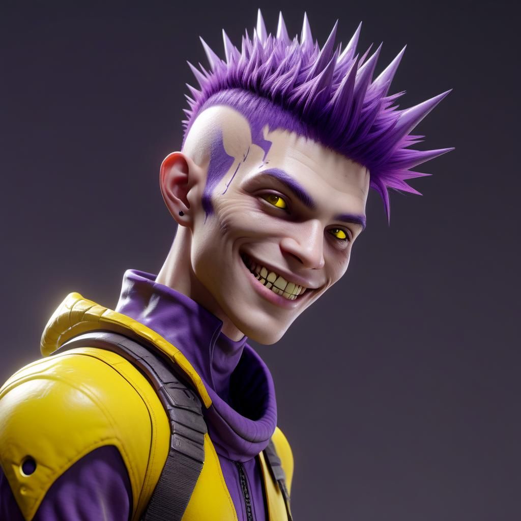 Purple-Skinned Alien Teen in 3D Game Style