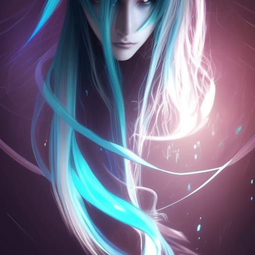 Hatsune Miku Techwear Portrait in Art Nouveau Style