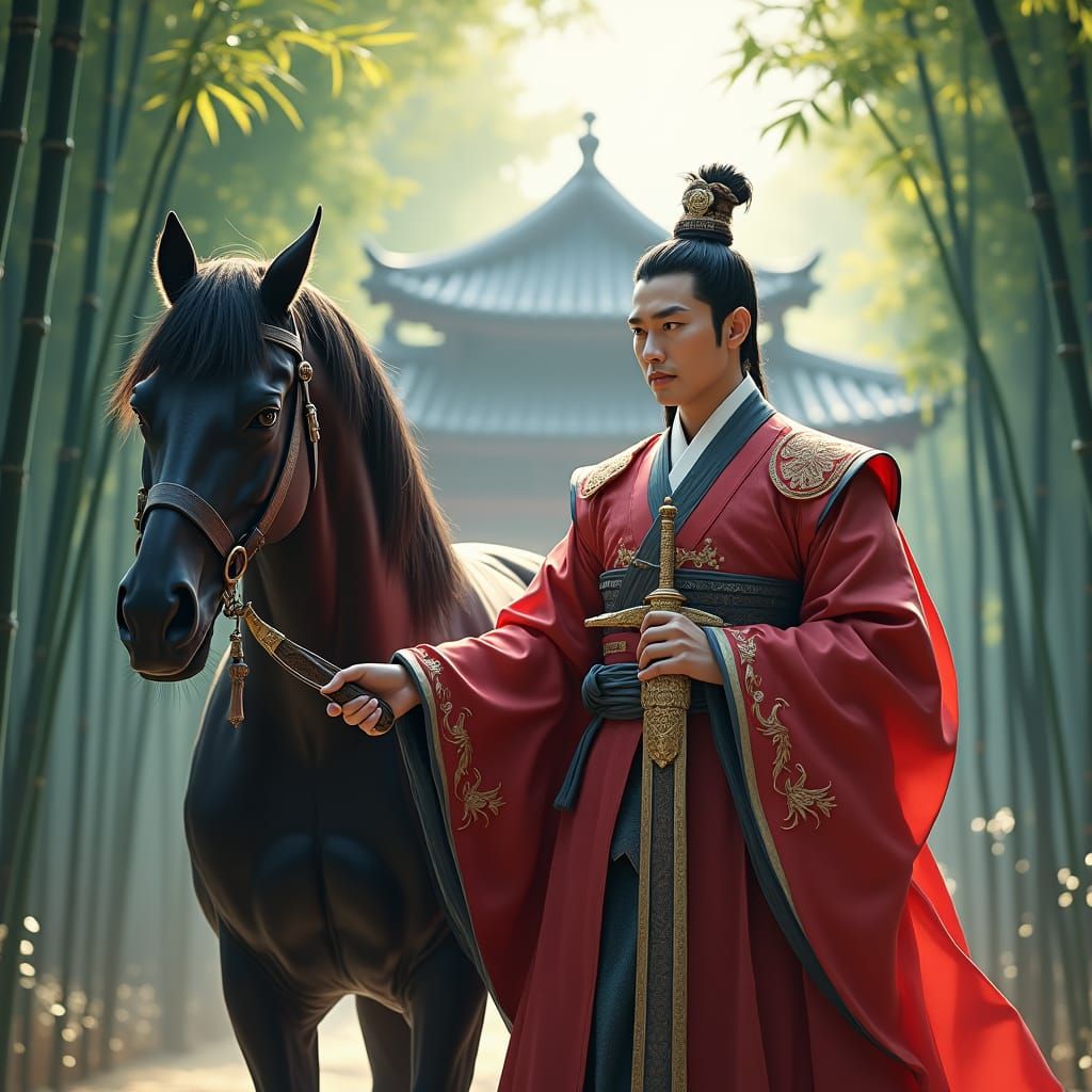 Joseon King in Bamboo Forest, Fantasy Concept Art