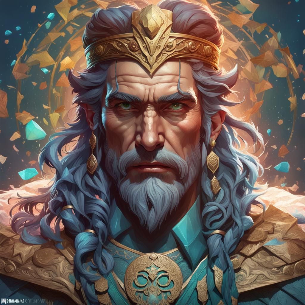Manannan mac Lir Portrait in Hyperdetailed Style
