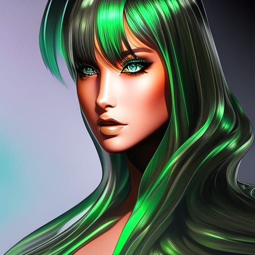 supermodel, Deep emerald green eyes, facial shot, hyper reflective