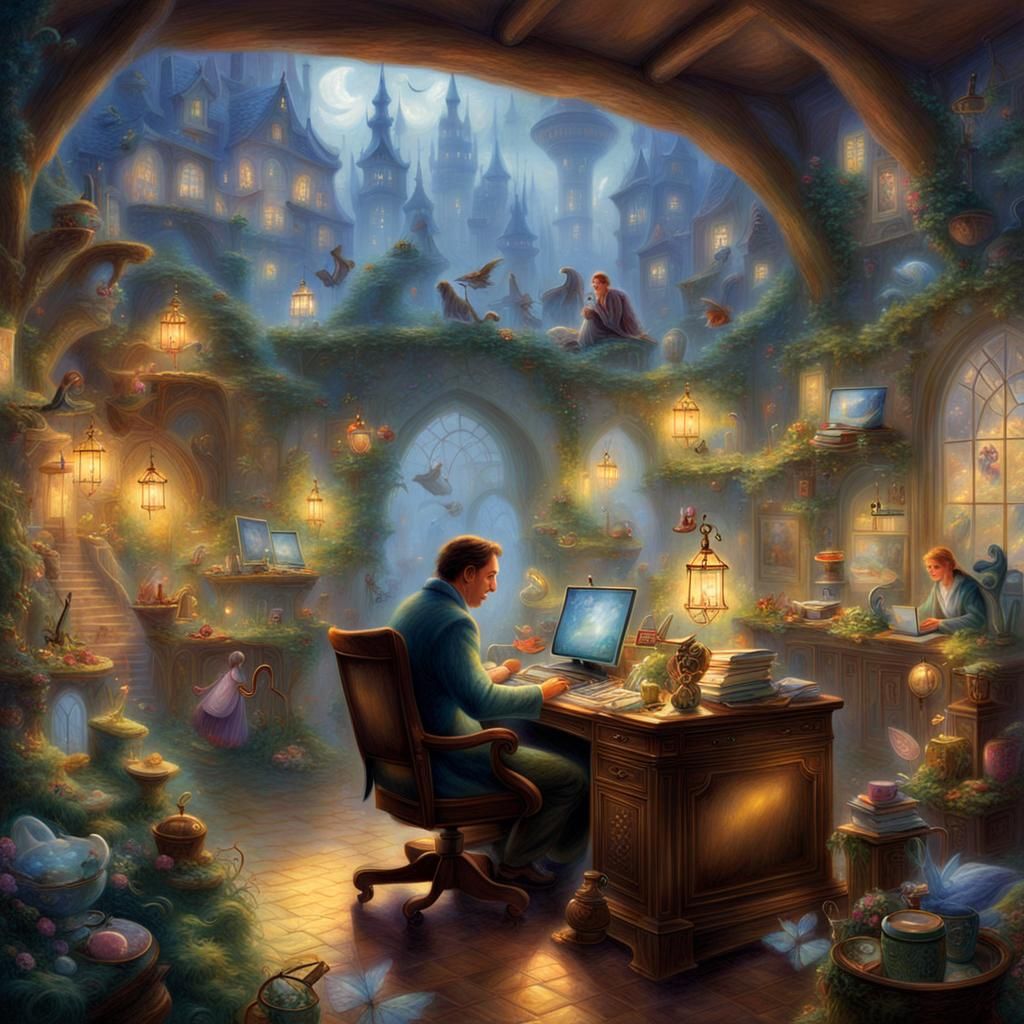 Fairytale Office with Fantastic Creatures, Ethereal Fantasy