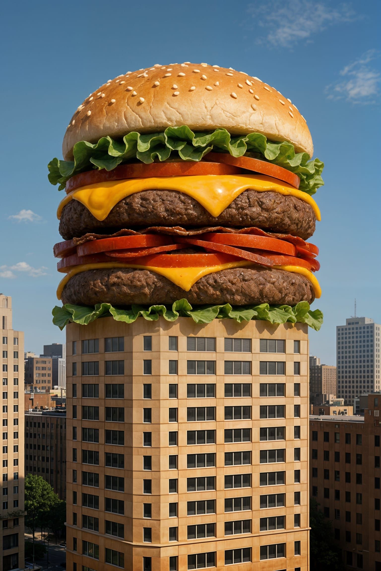 Hamburger Skyscraper: A Giant Burger Building