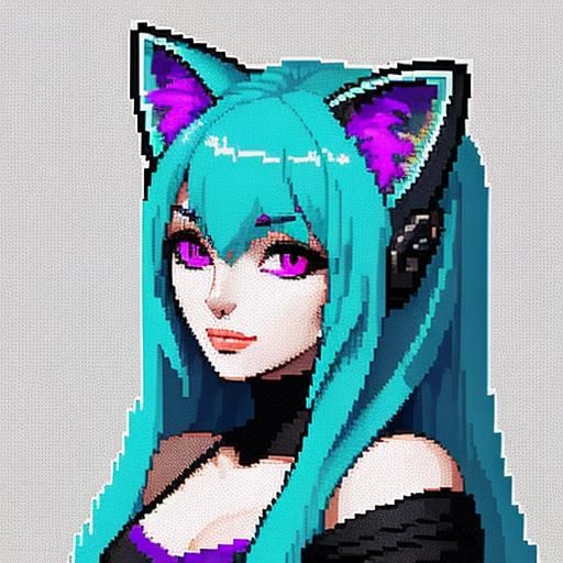 Pixel Art of a Beautiful Cat-Eared Wife