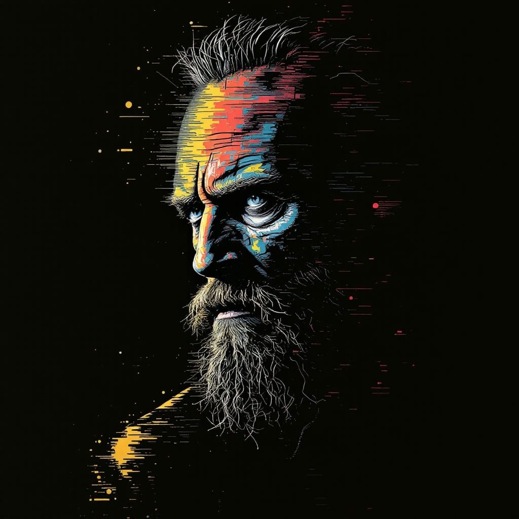 Ethereal Figure Illuminated Under Starry Skies