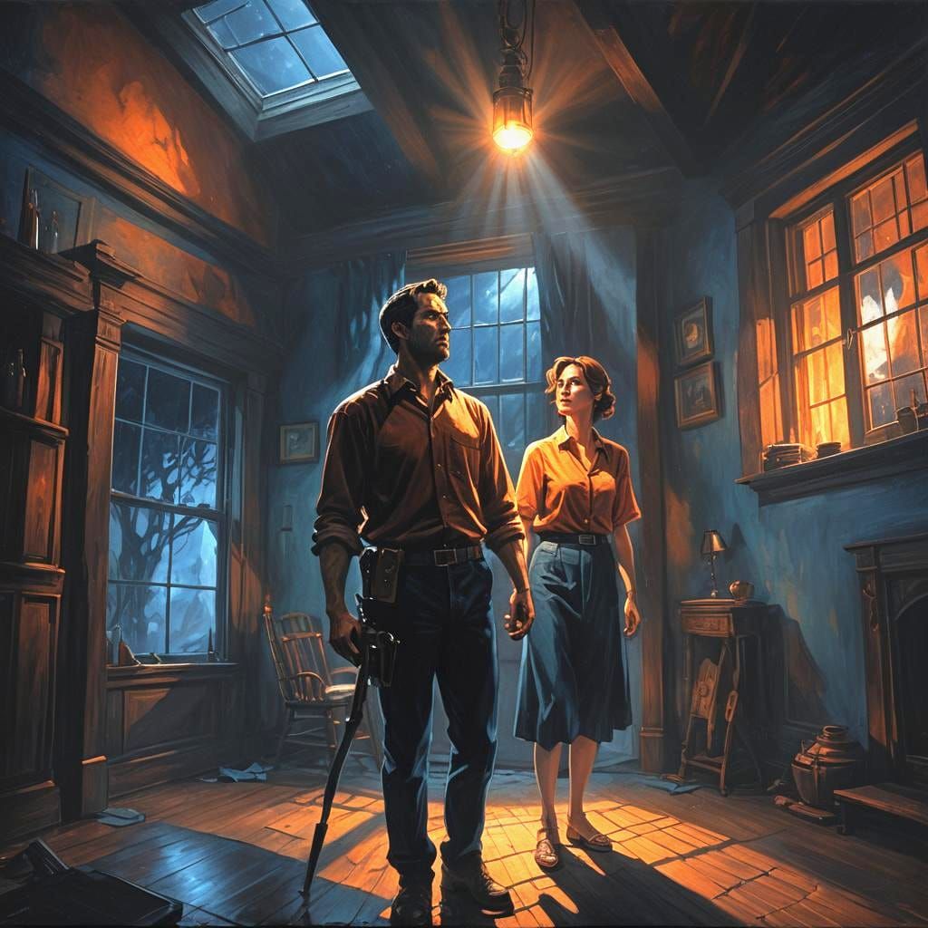 Stoic Husband Faces Domestic Abuse in Detailed Matte Paintin...