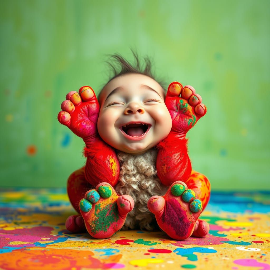 Happy Child Paints Masterpiece