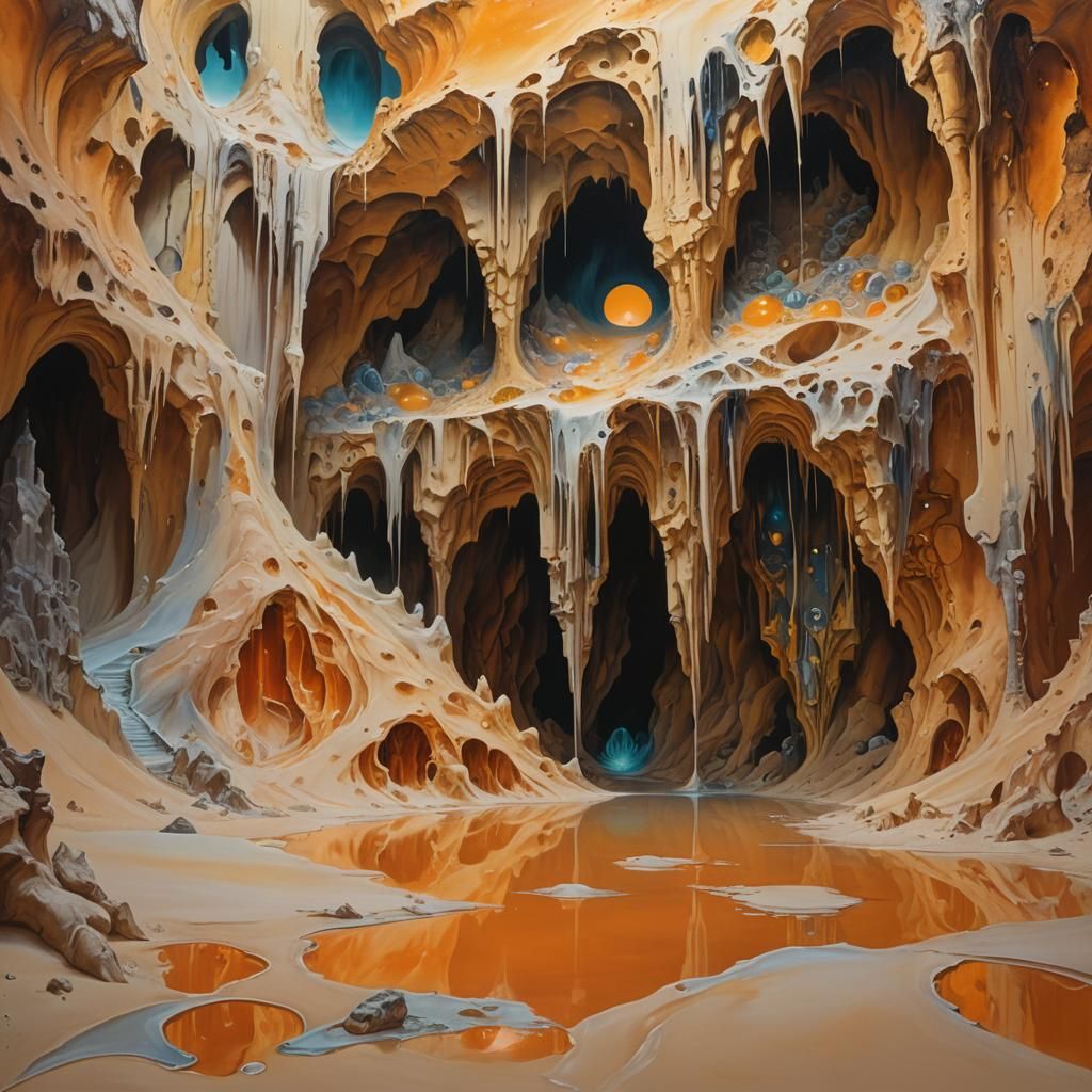 Mystical Cave Scale in Surrealist Style