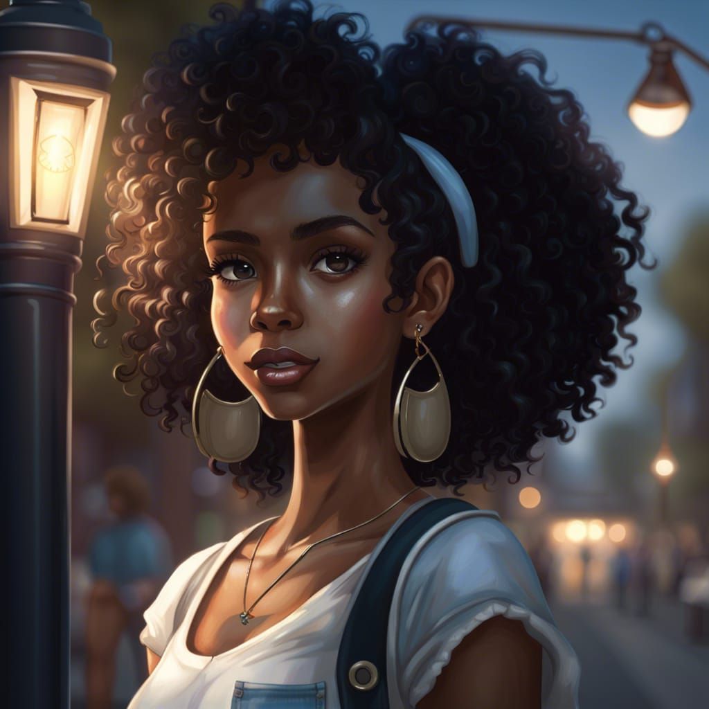 Girl with Denim Shorts, Hyperdetailed Concept Art