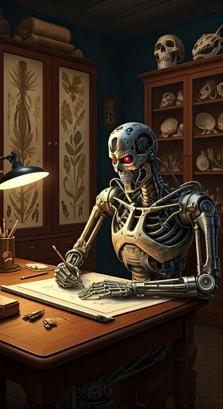 Terminator Robot as Natural History Illustrator
