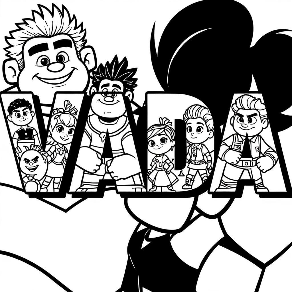Wreck-It Ralph Coloring Page with Name VADA