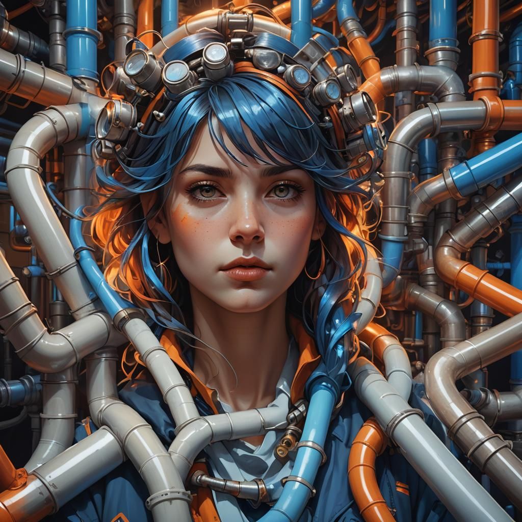 Pipes Portrait in Hyper-Realistic Concept Art Style