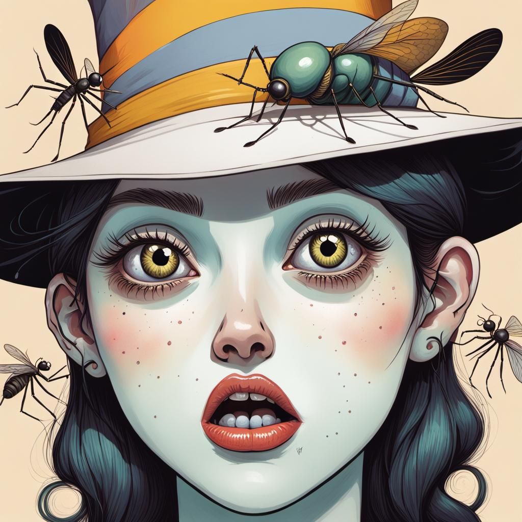 Giant Girl's Mosquito Bite: A Colorful Splash Art Illustrati...