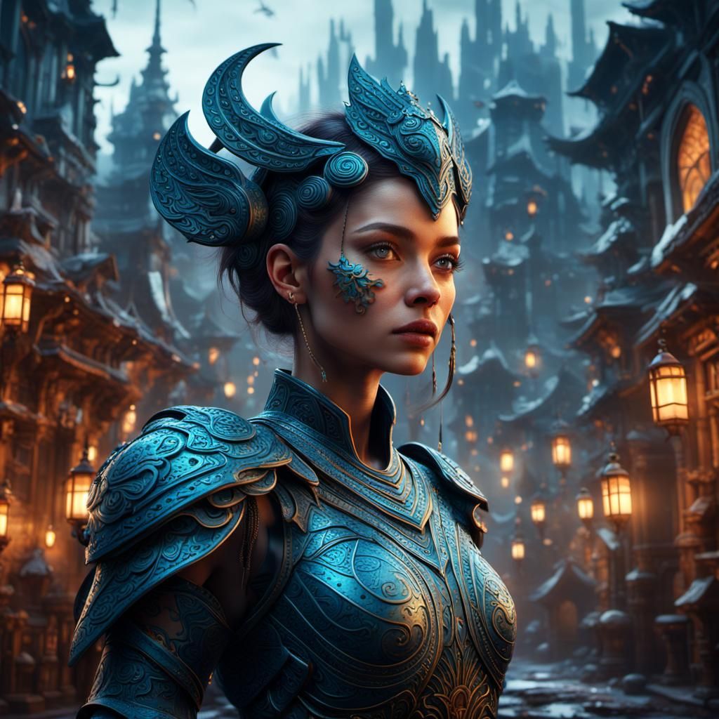 Beautiful Woman in Detailed Fantasy Art