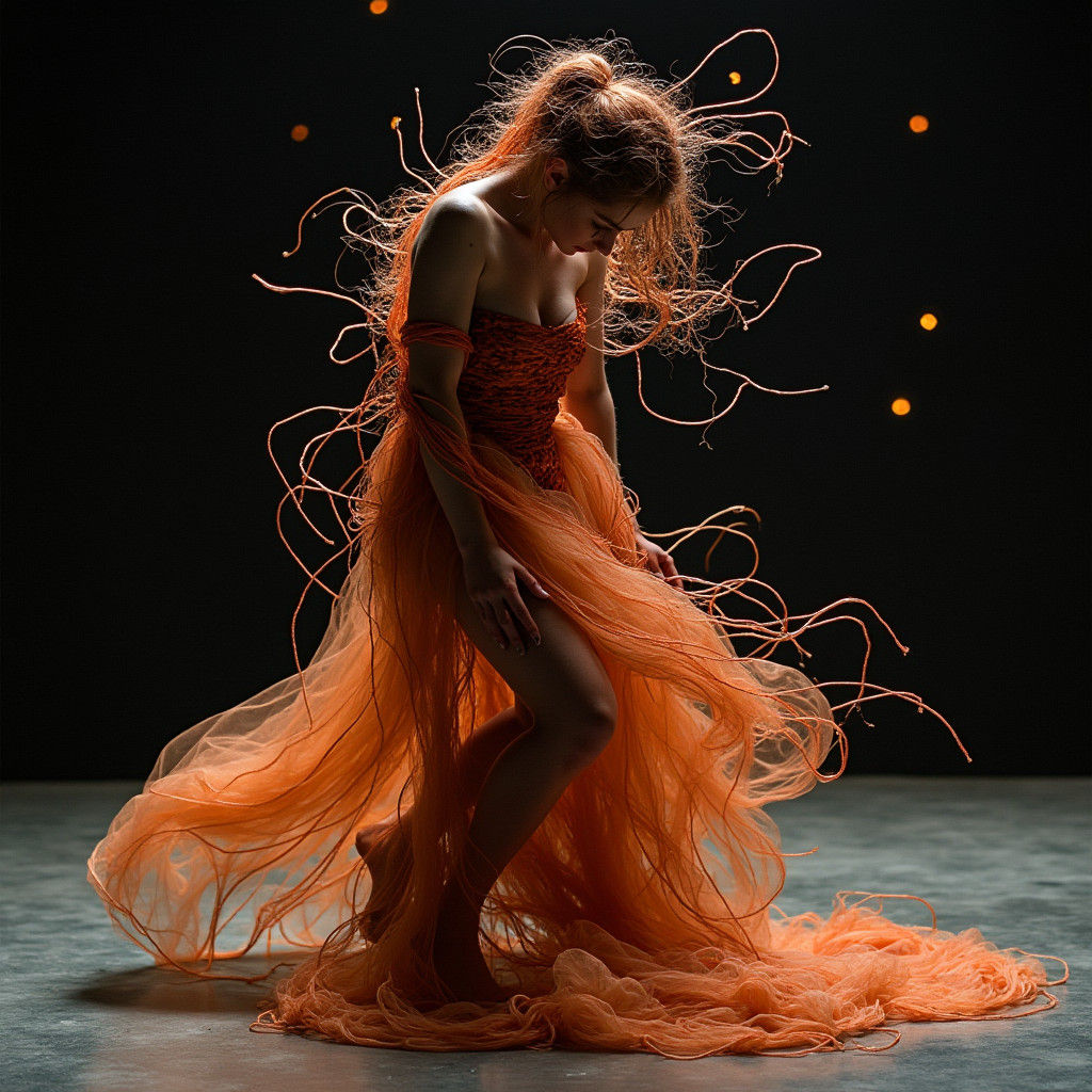 Copper Wire Butoh Dancer in a Mythical Setting
