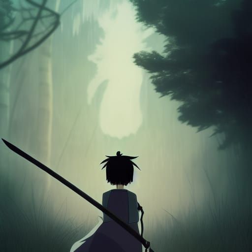 Samurai Jack in Studio Ghibli Anime Style