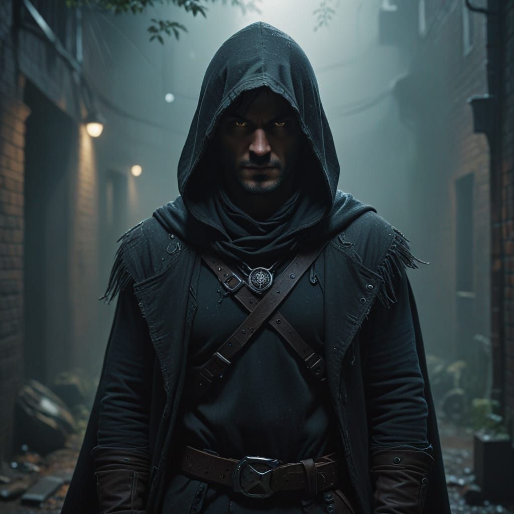 Mysterious Hooded Assassin Basks in Golden Light