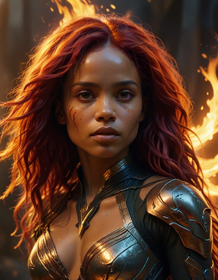 Starfire: Zoe Kravitz as Alien Princess, Oil Painting