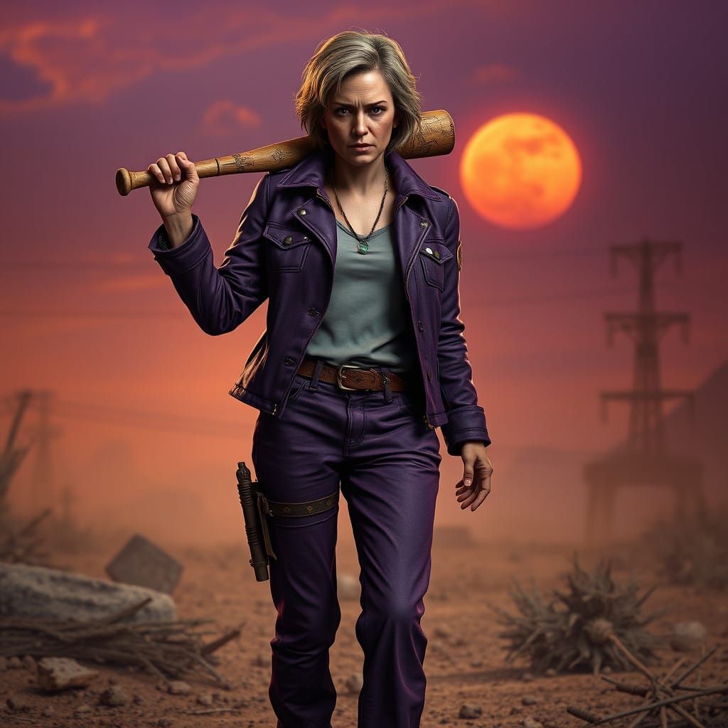 Heroic Carol from a Post-Apocalyptic World in Regal Purple H...