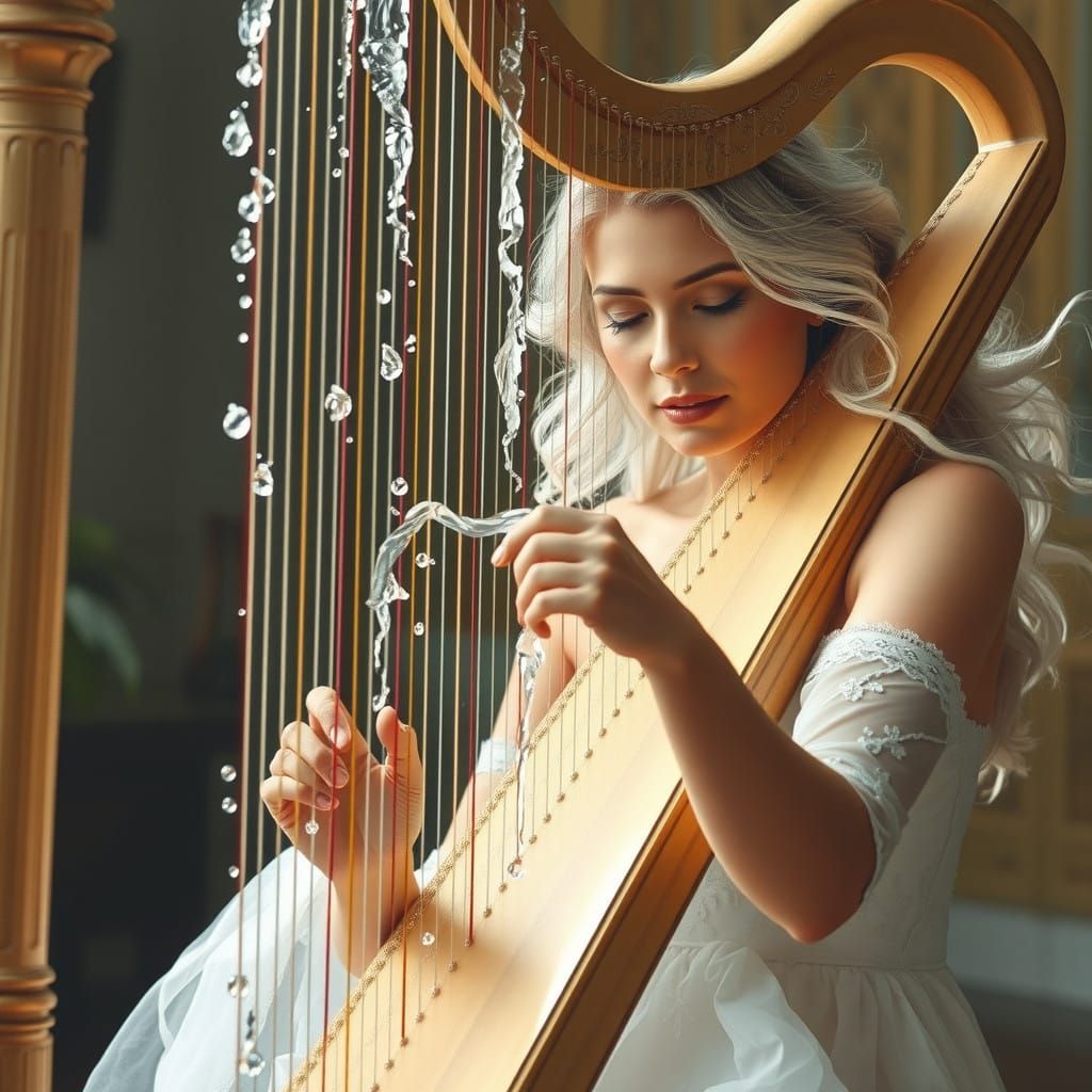 Ethereal Harpist in Soft Focus