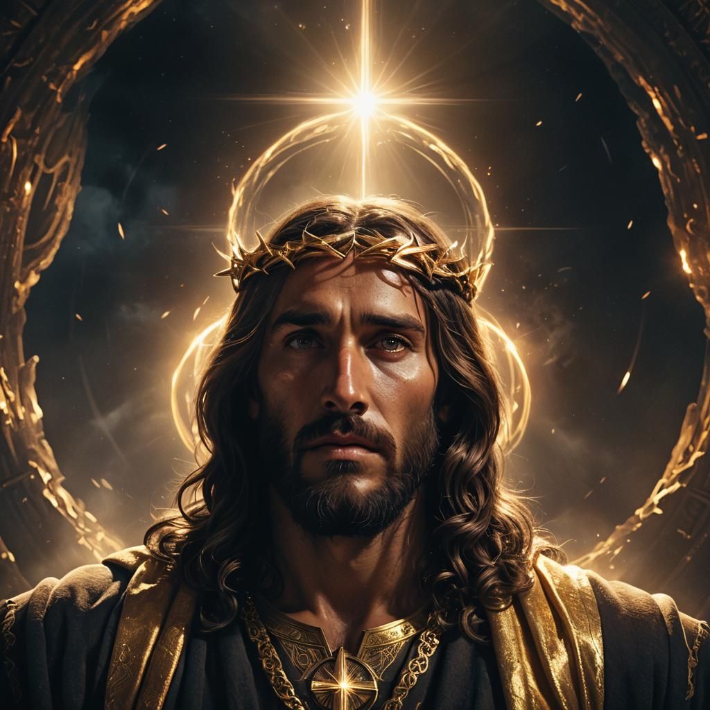 Jesus Christ Portrait with Divine Light, Digital Art