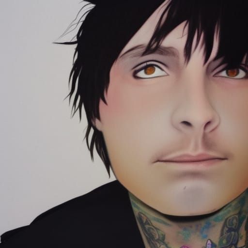 Hyperrealistic Portrait of Frank Iero in Splash Art Style