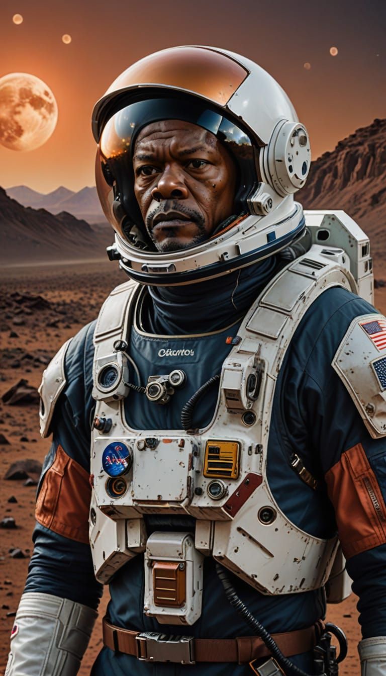 Astronaut Samuel L. Jackson Stands Tall on Alien World