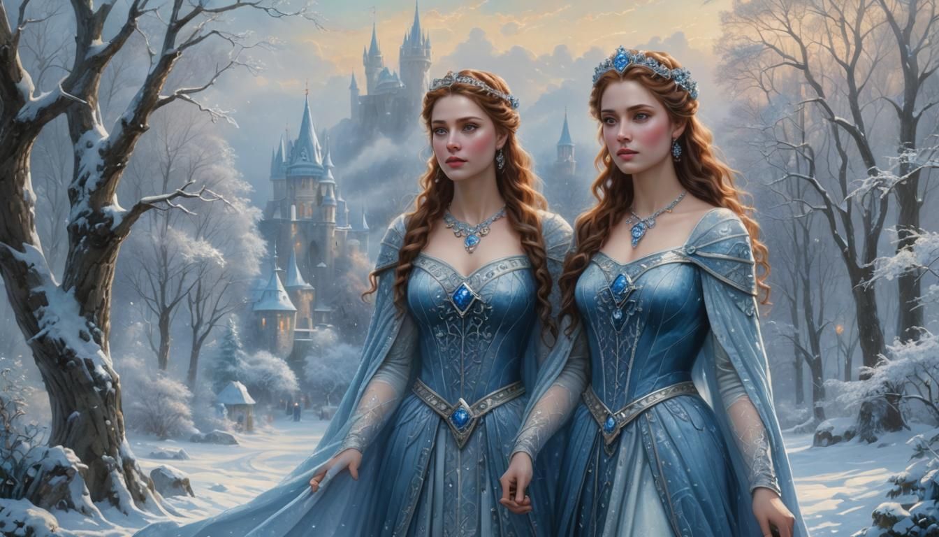 Skadi, Goddess of Winter, in Ethereal Winter Landscape