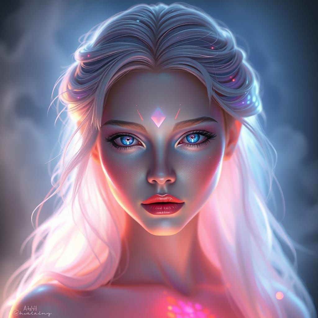 Ethereal Goddess in Futuristic Elegance