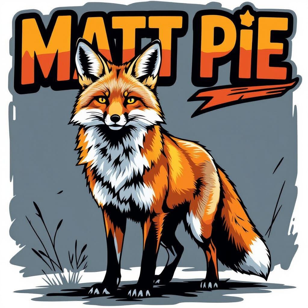 Confidently Standing Fox with Bold Comic Outlines