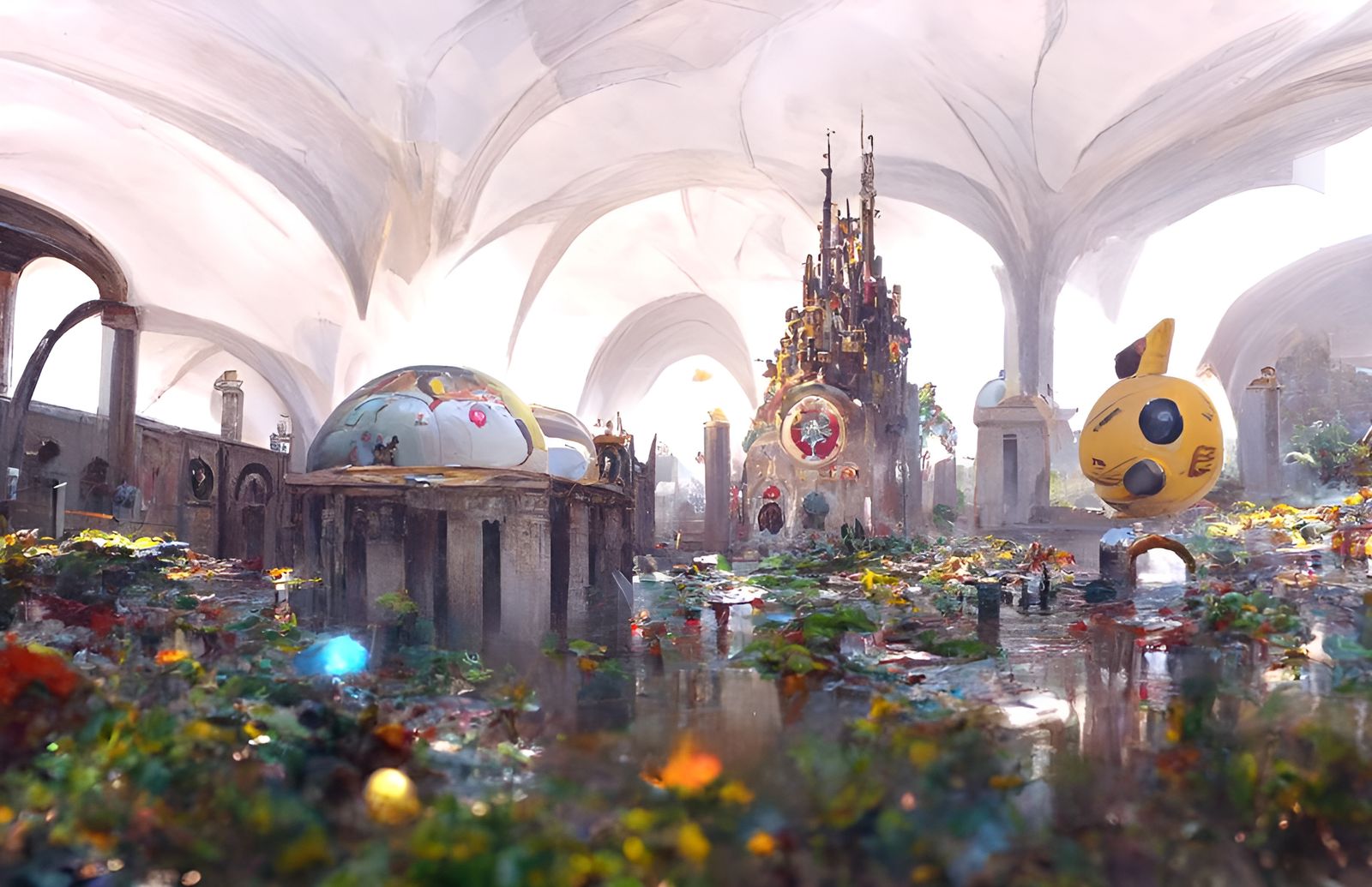 Pokémon Cathedral: Elaborate Digital Painting